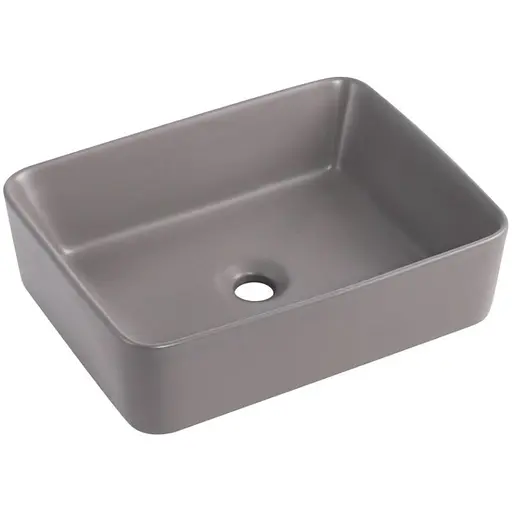 Раковина накладная Qtap Tern Stone grey, прямоугольная, с донным клапаном QT17116069SG - фото 1