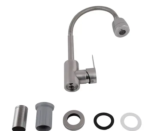 Змішувач для кухні Brinex Pure 015F41 з гнучким виливом Nickel BRIPUR015F41NKL - фото 4