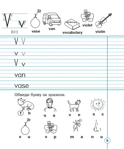 English. 1 клас. Handwriting Book. Прописи. Друковані літери. Лінійка - фото 6