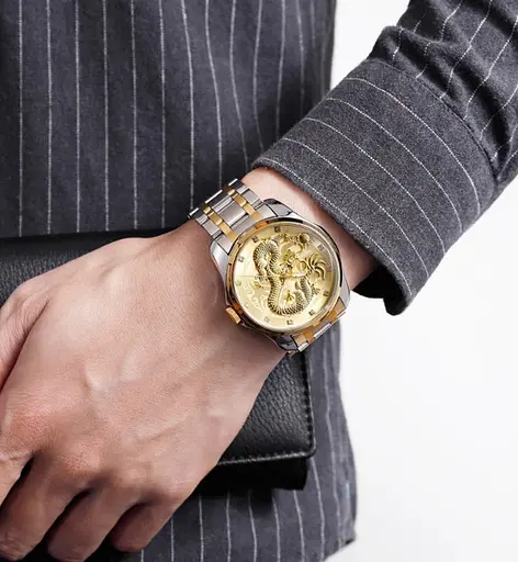 Чоловічий наручний годинник Skmei 9193 Дракон браслет (Сріблястий браслет) - фото 4