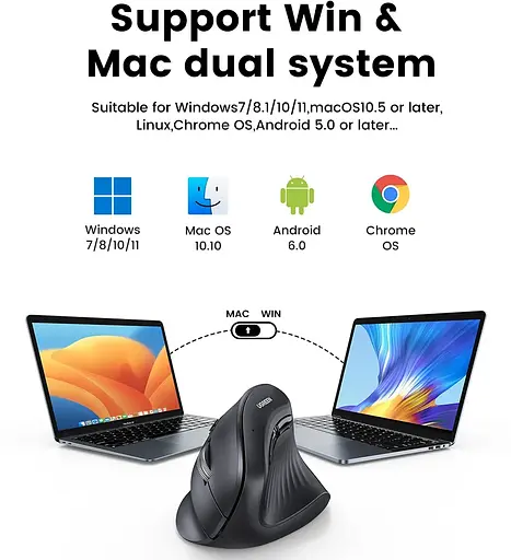 Мишка UGREEN 2.4GHz MU008, бездротова, 4000dpi., 4кн.,Silence Design, Чорна - фото 6