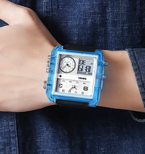 Наручний годинник чоловічий 2020BU Blue-Transparent Skmei acs0030386 - фото 3