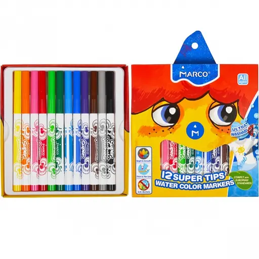 Фломастери Super Washable 12 кольорів, 1630-12CB Marco, в коробці (6951572914926) - фото 2