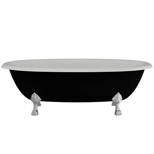 Ванна отдельностоящая матовая Amdcon Olmpa 180x90 черная из литого камня серебряные ножки OLMPA_180_nzhk-s_BLACK_MAT Черный матовый - фото 8