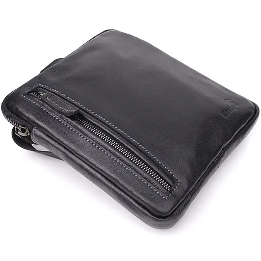 Сумка на плечо для мужчин из прочной зернистой кожи SHVIGEL 20х22х4 см sum0027432 - фото 5