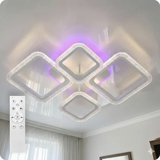 Люстра світлодіодна 517 Light 3color з пультом 96Вт Білий (02063) - фото 6