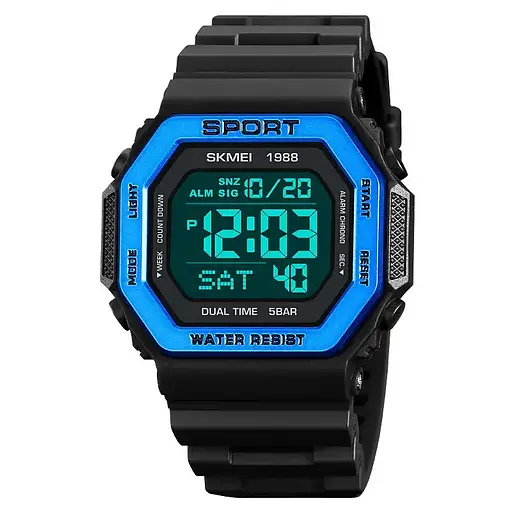 Мужские спортивные часы Skmei 1988 (Черный с синим) - фото 2