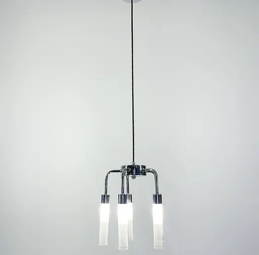 Унікальна люстра в хромі з видовженими матовими плафонами Line.F AA 408/5 CR - фото 5