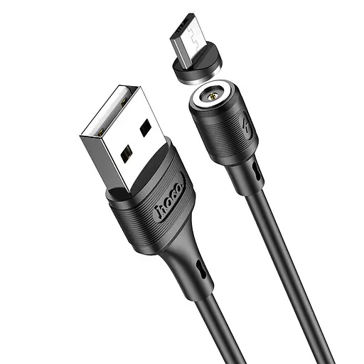 Кабель HOCO X52 USB to Micro 2.4A, 1m, PVC, PVC connectors, magnetic, Black - фото 4