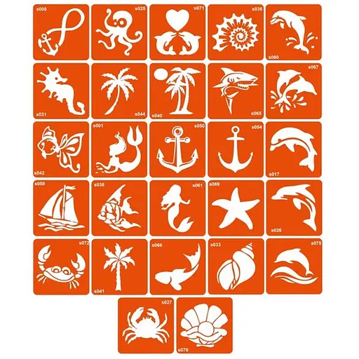 Набір трафаретів для біо-тату S - море s_simple_5x5_27_1
