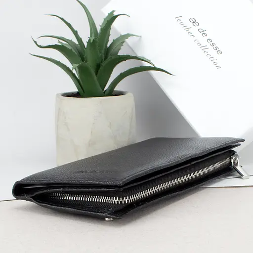 Портмоне мужское кожаное De Esse LC89259-H1 вертикальное черное - фото 4