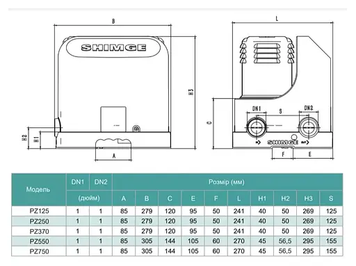 Насосна станція SHIMGE PZ370, Hmax 32 м, Qmax 45 л/хв - фото 6