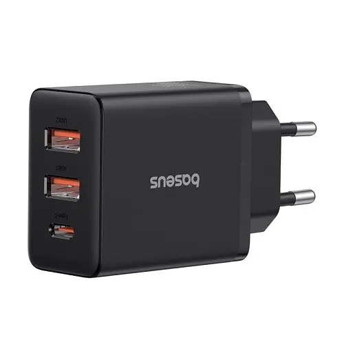 Мережевий зарядний пристрій Baseus Cube Fast Charger 2U+C 30W EU чорний P10111402113-00 - фото 1