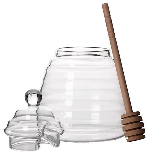 Банка для меду Viva Honey скляна з дерев'яною ложкою 400 мл (HN95145) - фото 2