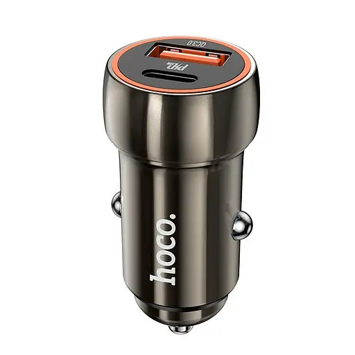 Адаптер автомобильный HOCO Z46A Blue whale car charger авто зу 2 выхода коричневый - фото 2