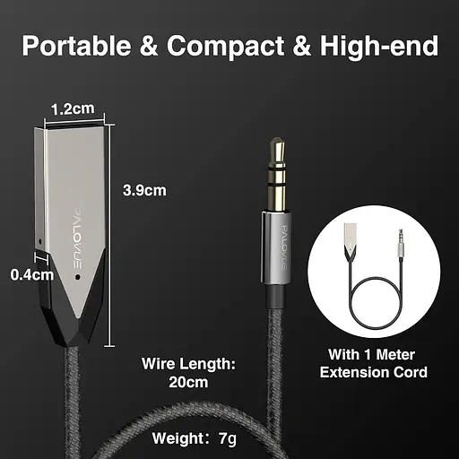 Адаптер PALOVUE Bluetooth Aux, автомобільний аудіо-адаптер USB-адаптер з роз'ємом 3,5 мм для потокової передачі - фото 3