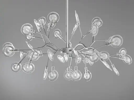 Дизайнерская люстра "Светлячок", серебряная люстра на 45 ламп - фото 2