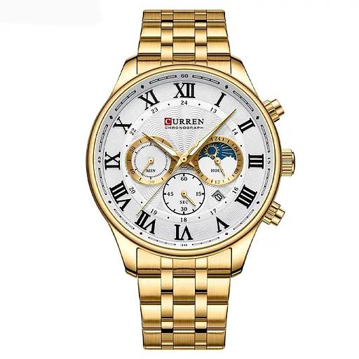 Наручний годинник чоловічий 8427 Gold-White Curren acs0031440 - фото 1