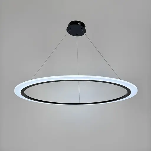 Современная черная подвесная люстра с кольцом Ø 80 см Ст. MJ305-800 BK | Line F - фото 4