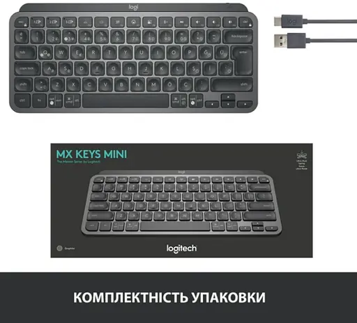 Клавіатура Logitech MX Keys Mini Minimalist Wireless, US, Graphite 920-010498 - фото 8