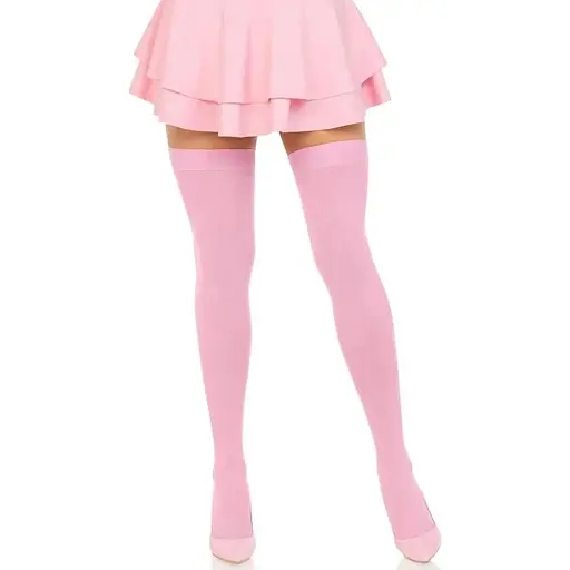 Плотные непрозрачные чулки Leg Avenue Opaque Nylon Thigh Highs Pink