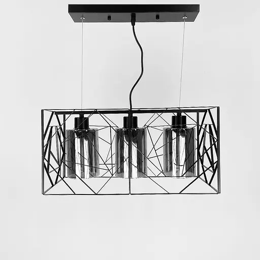 Світильник Лофт у чорному корпусі на 3 графітових плафони | Арт. 12120/3 BK+GR | Line F - фото 5