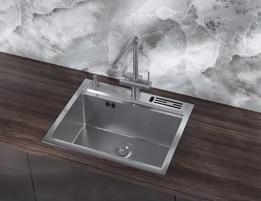 Кухонна мийка накладна з нержавіючої сталі кухонна станція Nett NS-5747, Нержавіюча сталь - фото 4