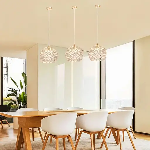 Золотий підвісний світильник із декоративним кришталем Ø 20 см | Line F | Арт. 402/1M GD - фото 1