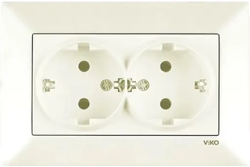 Розетка подвійна із заземленням VIKO Meridian Кремовий (90970256-WH)