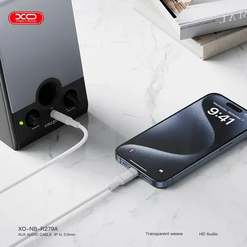 Адаптер XO NB-R279A IP to 3.5 Brushed Clear Audio Cable Белый - фото 2