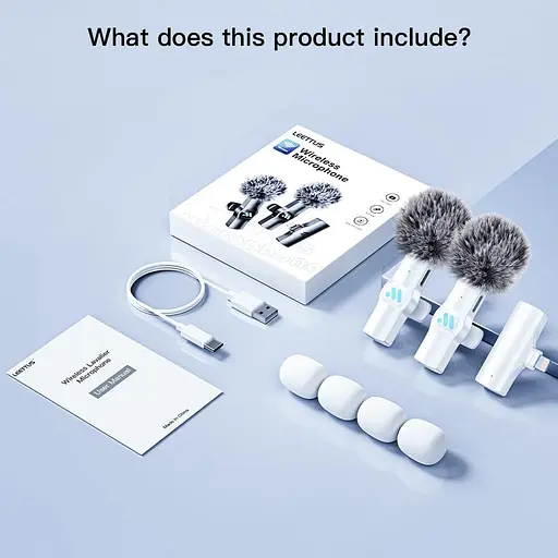 Бездротові петличні мікрофони для запису відео з iPhone і iPad, міні-мікрофон для трансляцій ігор, інтерв'ю, YouTube, TikTok 2 шт - фото 3