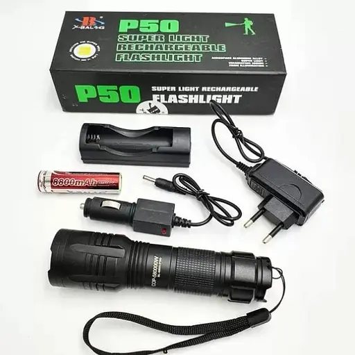 Ліхтар X-Balong BL-8900-P90 zoom + ЗУ 220/12В + 18650 + 5 режимів - фото 6