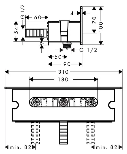 Шлангове під'єднання Hansgrohe Fixfit Porter 300 з тримачем та поличкою біле хромоване 26456400, Хром - фото 2
