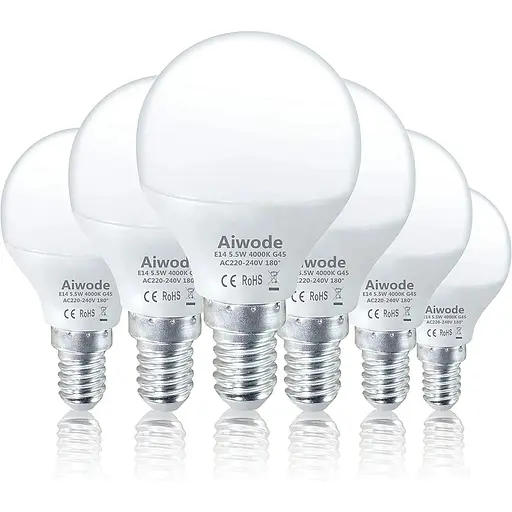 Aiwode 5.5W E14 світлодіодні лампочки, натуральний білий 4000K, еквівалент 40 Вт галогенова лампа