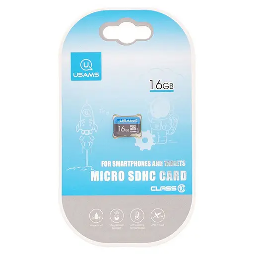 Карта памяти Usams US-ZB093 (TF High Speed ​​Card) microSDHC Class 10, 16GB без адаптера Blue