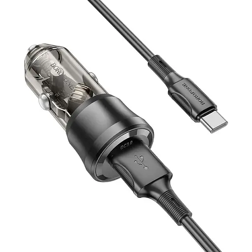 Автомобильное зарядное устройство Borofone BZ23 Transparent Black - фото 5