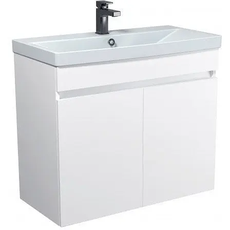 Тумба Мойдодир Windy 80-U подвесная с умывальником Sempre 80 Белый - фото 1