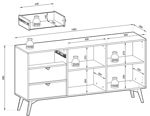 Комод Perfect Home Форест / Forest KSZ158 2-дверний з 3 шухлядами Беж пісочний/ялиця сканді (PFH-091483) - фото 3
