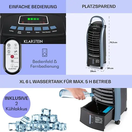 Охладитель воздуха Klarstein Maxfresh Ocean 3-в-1 Черный (10034640) - фото 5