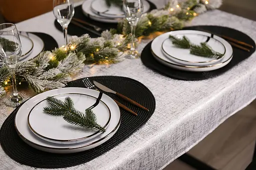 Скатерть Ardesto Shine 140х180см, 100% полиэстер, серебристый (ART08SS) - фото 7