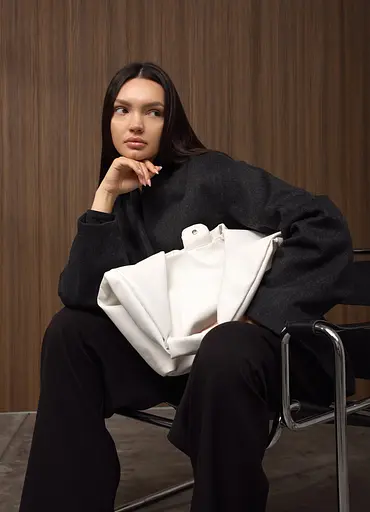 Женская сумка Sambag HOBO L белая 34 х 37 х 16 см (53300008) - фото 5