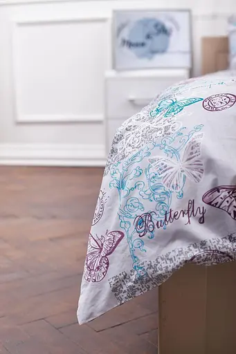 Комплект постельного белья Moon&Star King Size 220x240 наволочки 2х50х70 Butterfly Gray Бязь Gold Люкс - фото 6