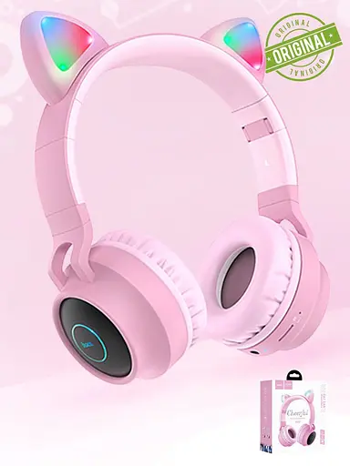 Бездротові накладні навушники Hoco W27 Cat ear рожеві - фото 2