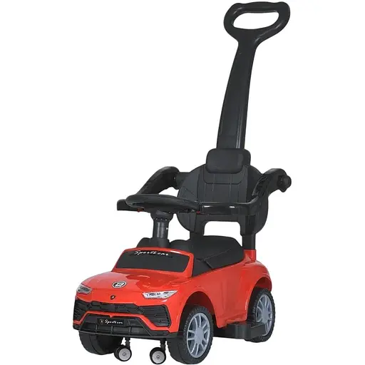 Машинка Bambi Racer 2 в 1 з батьківською ручкою та музичними ефектами, червона