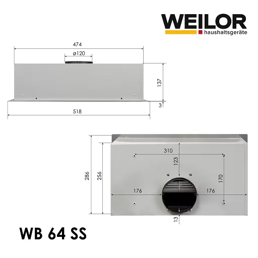 Вытяжка полновстраиваемая WEILOR WB 64 SS - фото 12