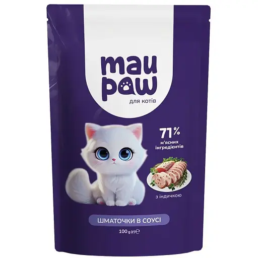 Набор полнорационного корма для взрослых кошек MAU PAW в ассортименте 500 г (5 шт. х 100 г) - фото 4