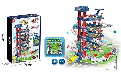 Гараж 660 А-331 Місто", 5 поверхів, 2 машинки, вертоліт, автоматичний витяг, світло, звук, в коробці (6983283063570) - фото 2