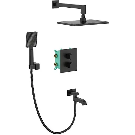 Душова система прихованого монтажу з термостатом Koer KB-67011-05 KR4727, Чорний матовий - фото 1
