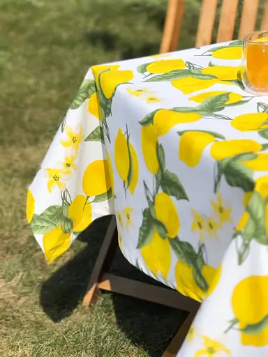 Водоотталкивающая Скатерть Принт Лимоны 220х140 см (+ 4 салфетки 30х40) - фото 7