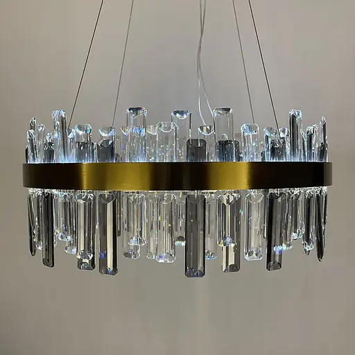 Підвісна кільцева люстра із кришталем у латунному корпусі Ø 80 см | Арт. MJ 210-800 AB | Line F - фото 4